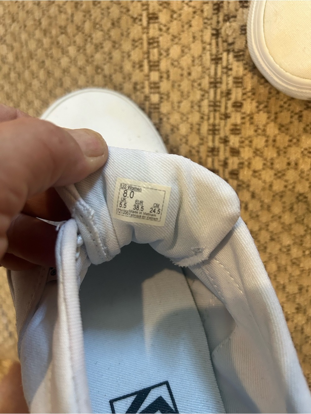 Vans White Low-Top Canvas Sneakers - Picture 8 of 8
